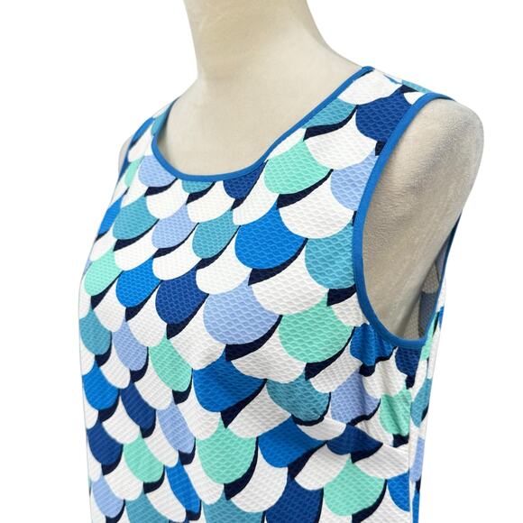 Boden Boden Phyllis Blue Scalloped Mermaid Textured Sleeveless Shift Dress - Picture 5 of 12